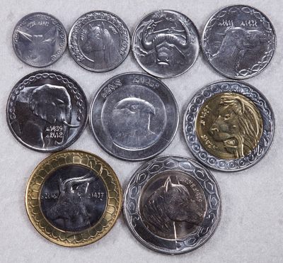 S&S Numismatic世界钱币-拍卖 第108期  - 阿尔及利亚1992-2018年 动物版 9枚套币 含4枚双色高值币