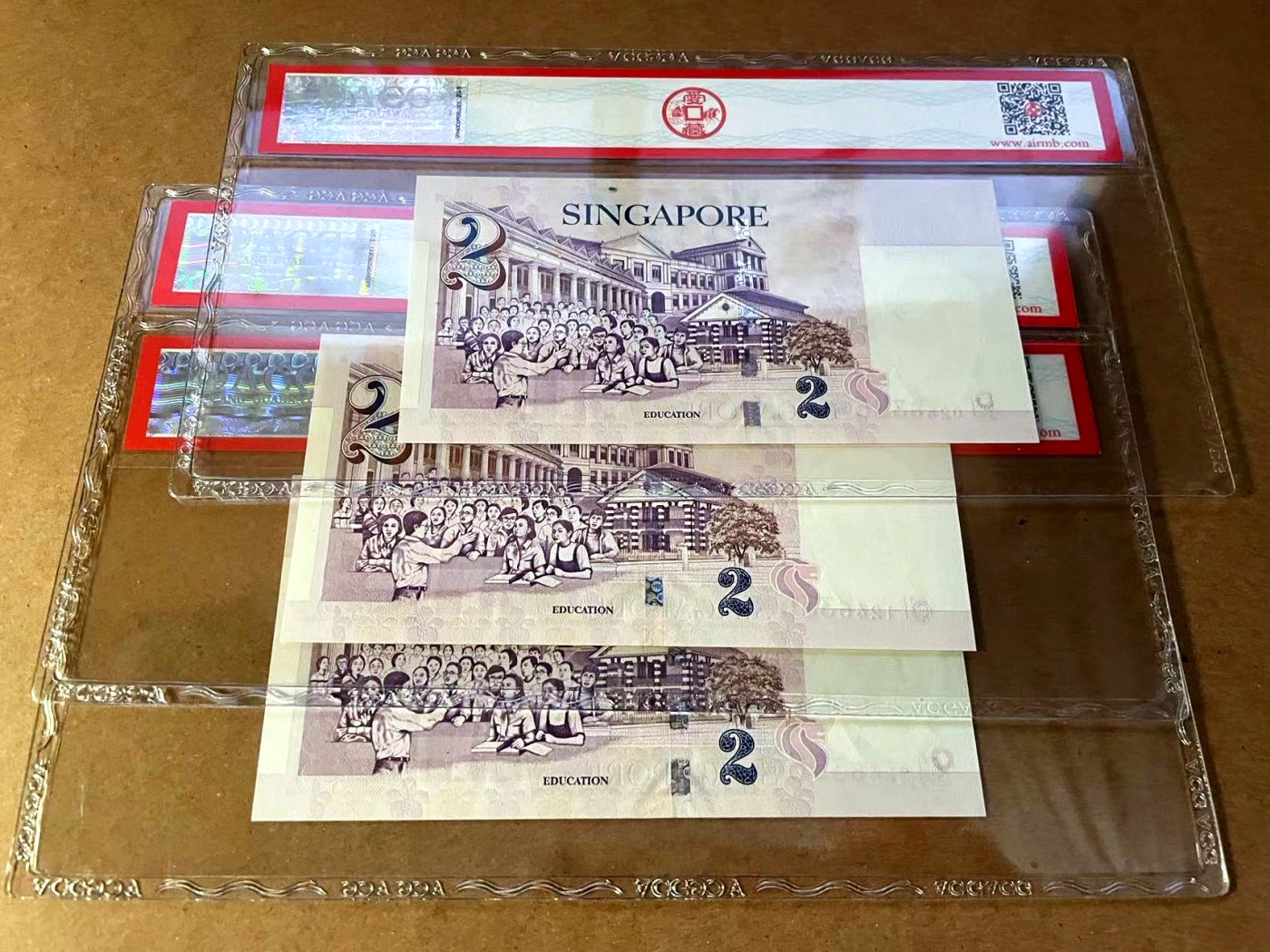 【Blue Auction】✨世界纸币精拍第445期【精】 【一组5张】澳门 2012年龙年纪念钞10元 PMG67EPQ 尾3同&新加坡 人像版2元 ACG68EPQ