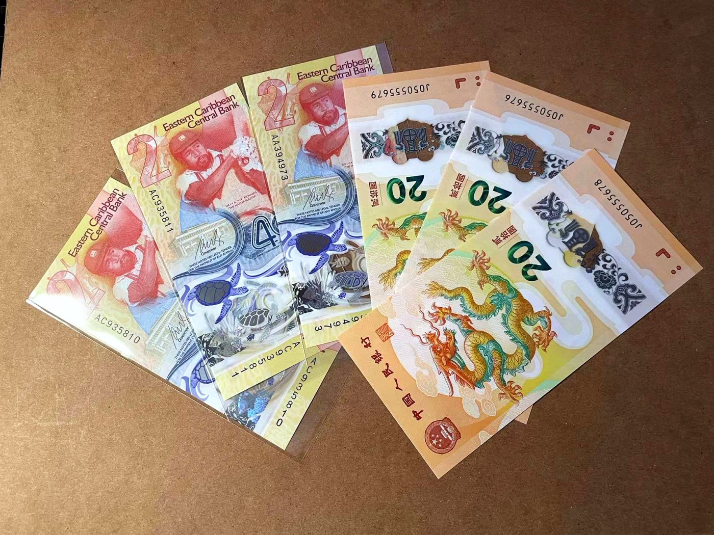 【Blue Auction】✨世界纸币精拍第445期【精】 【一组6张】龙钞2024年20元纪念钞&东加勒比 新版 2元 全新UNC 