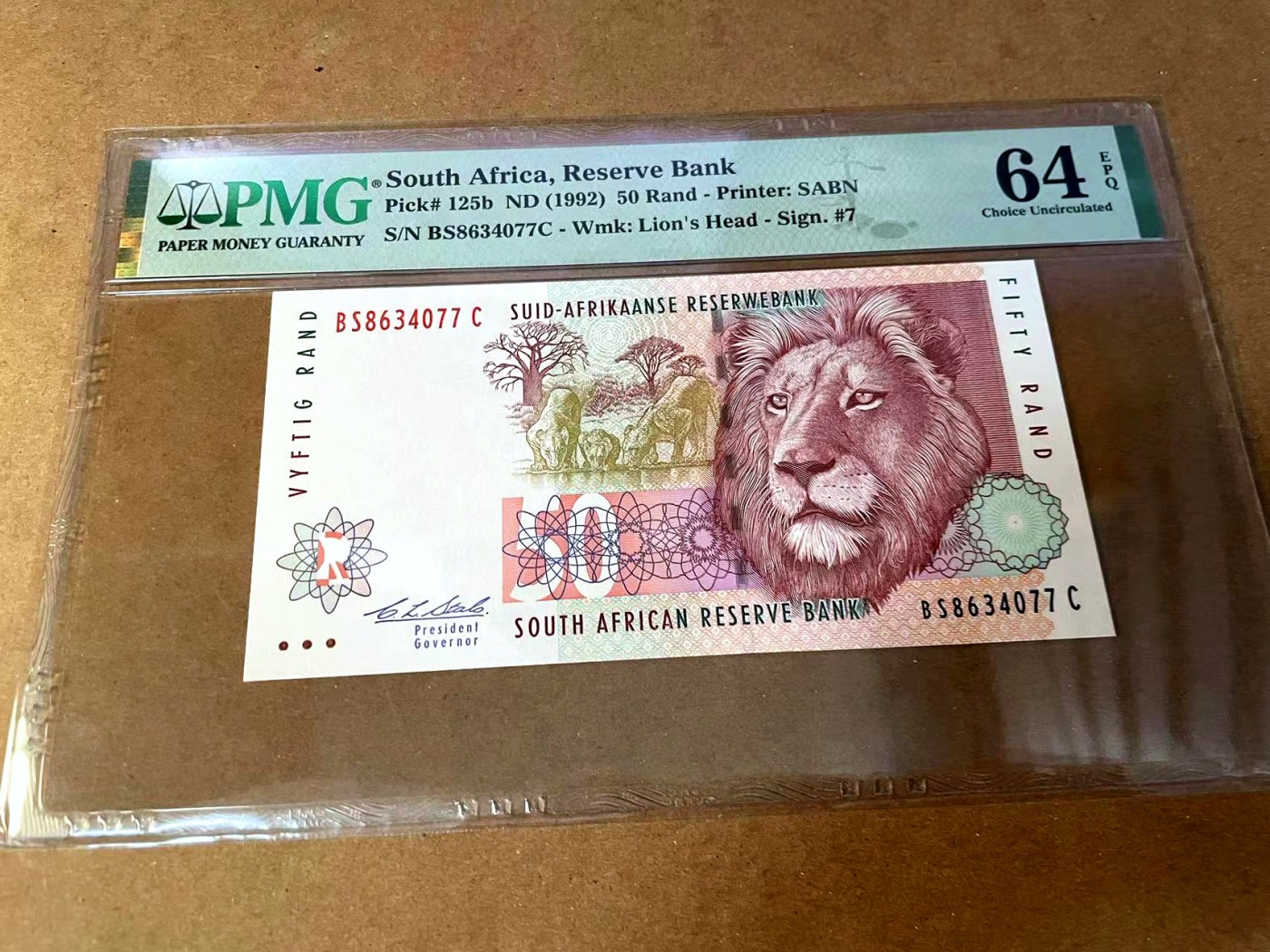 【Blue Auction】✨世界纸币精拍第445期【精】 南非 1992年50兰特 狮子 PMG64EPQ 