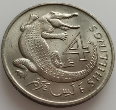  外国钱币收藏20240316场次（中拍皆有赠品），建议埋价，每周三六两拍，可累积 - 稀少冈比亚1966年非洲细吻鳄4先令