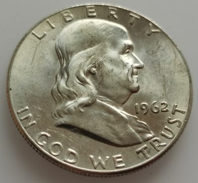  外国钱币收藏20240316场次（中拍皆有赠品），建议埋价，每周三六两拍，可累积 - 好品美国1962年富兰克林半圆银币