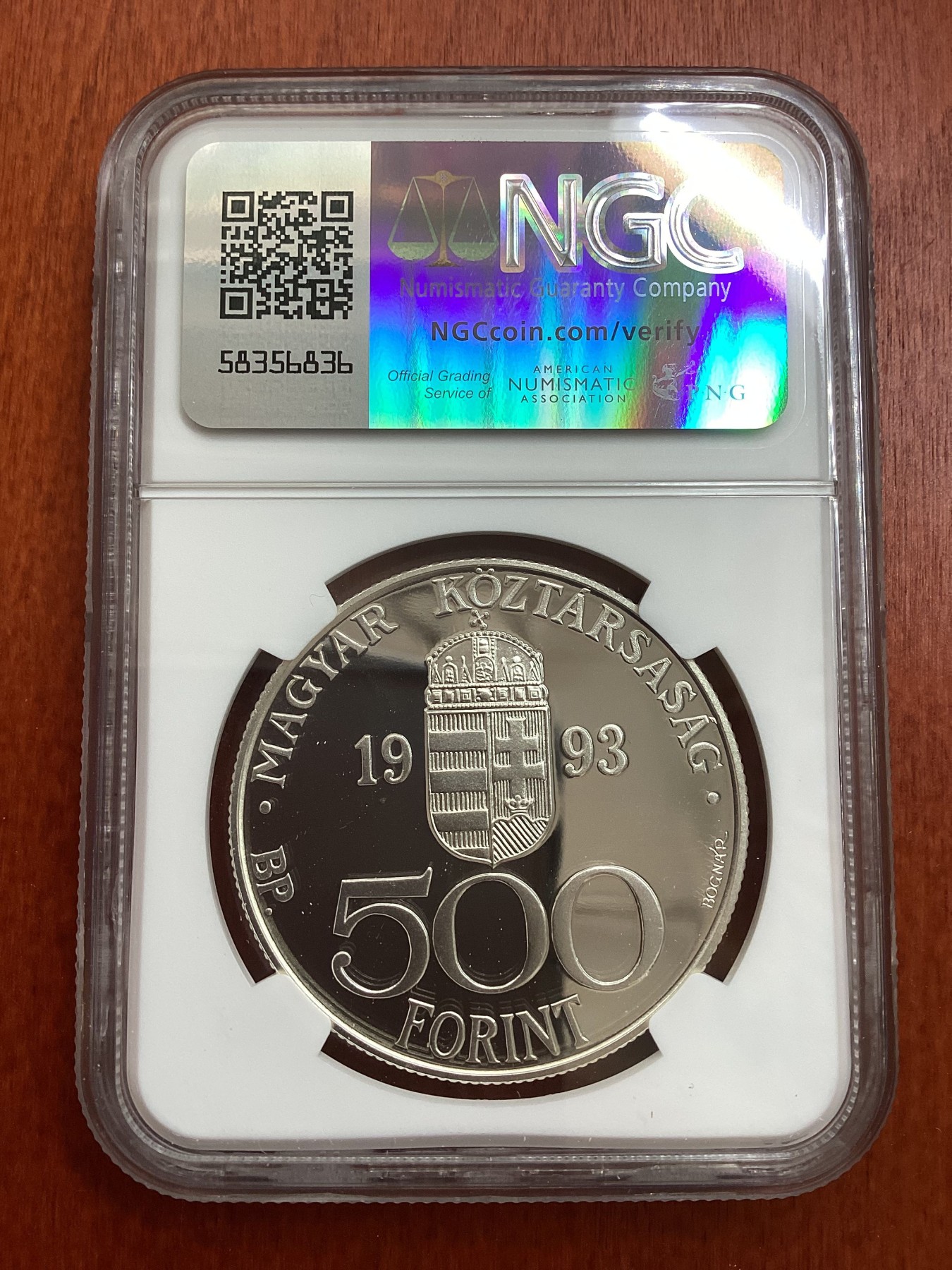 长老汇龙年精选第三场 1993BP 匈牙利欧盟500弗林特精制银币，NGC PF67UC，唯二亚军分，更高分仅有一枚