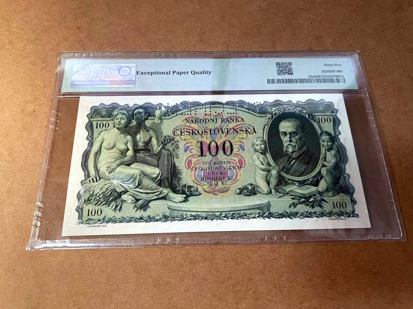 【Blue Auction】✨世界纸币精拍第445期【精】 【777豹子号样钞】捷斯 1931年100克朗 PMG65EPQ 裸女 精美