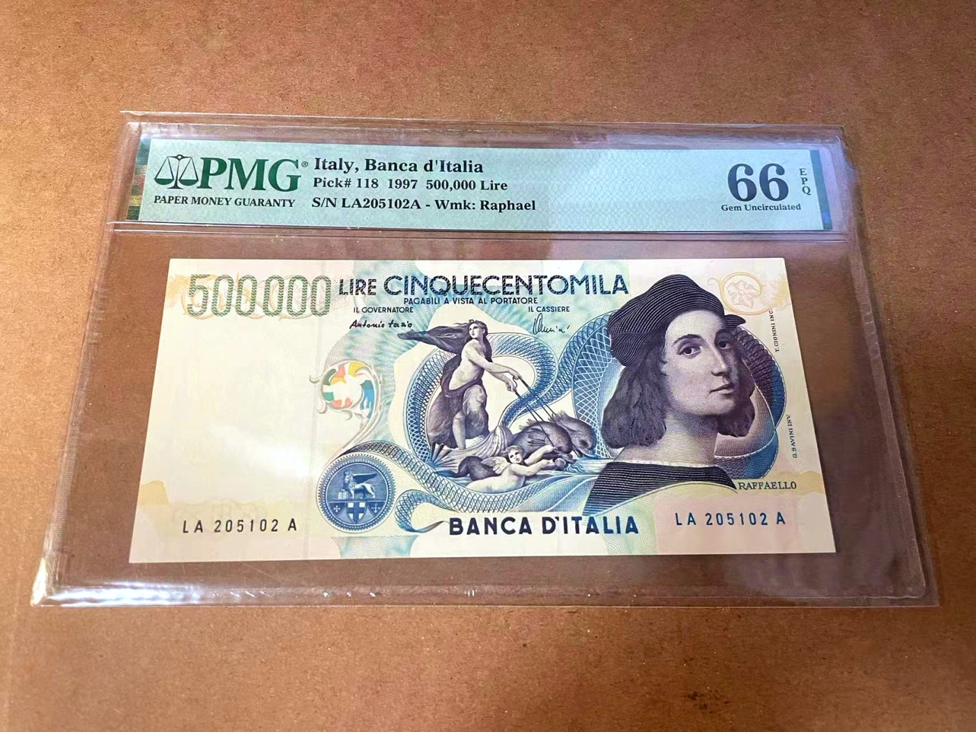 【Blue Auction】✨世界纸币精拍第445期【精】 【无47】意大利 1997年50里拉 经典拉斐尔 PMG66EPQ 