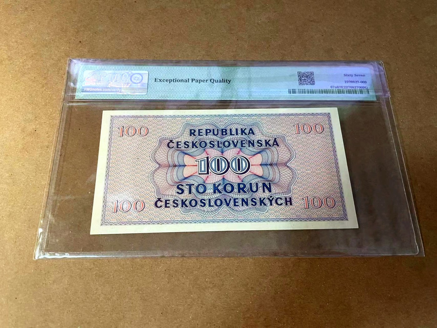 【Blue Auction】✨世界纸币精拍第445期【精】 【实钞冠军分】捷斯 1945年100克朗 PMG67EPQ 高分