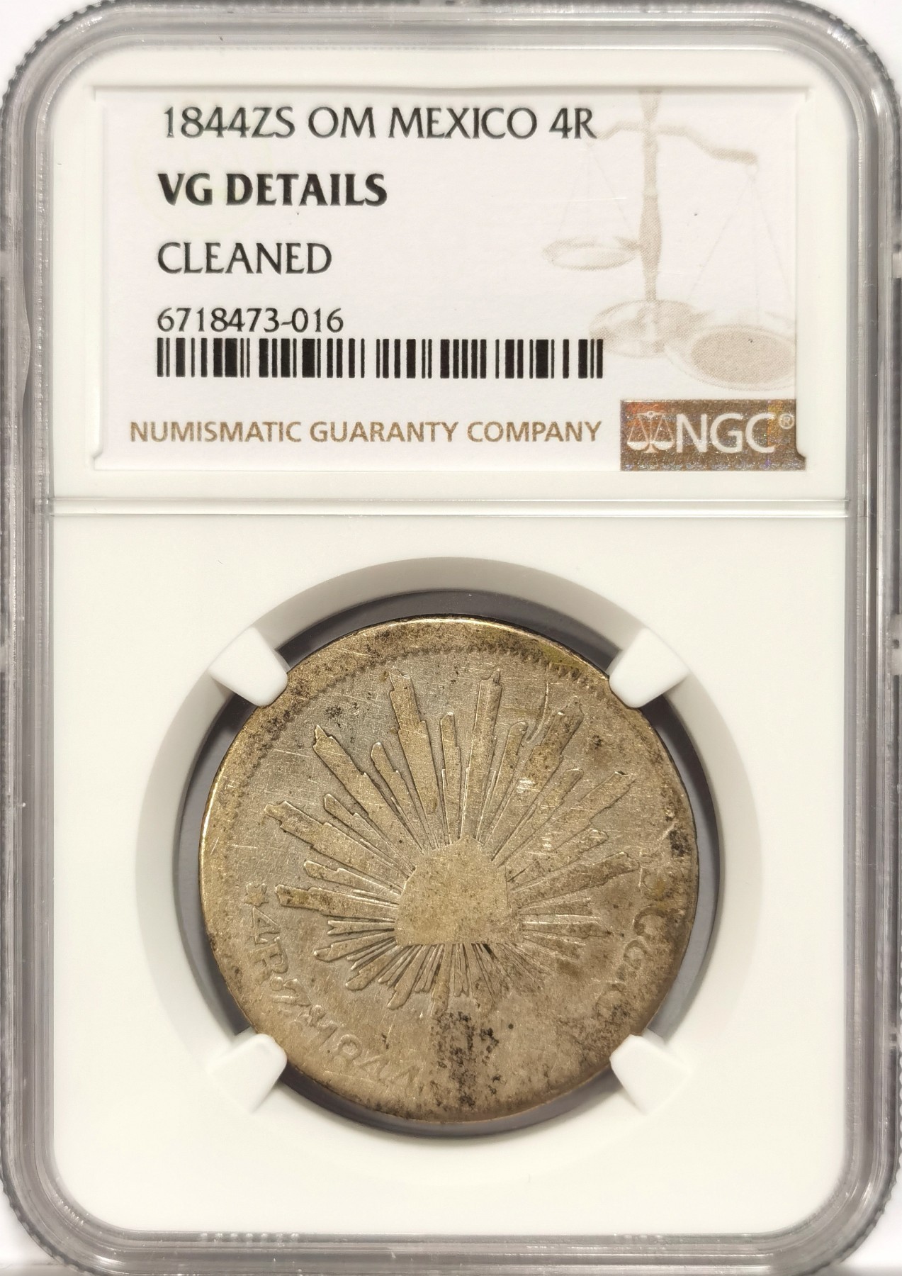 和2024说再见 NGC VG 墨西哥1844年ZS OM版鹰洋4R银币，稀少鹰洋半圆