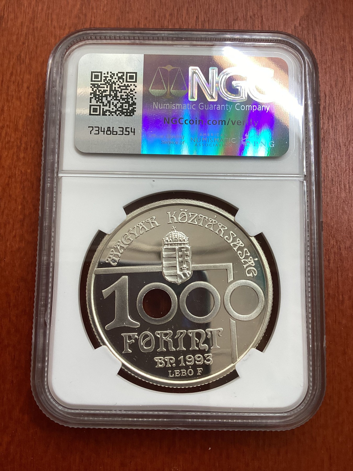 长老汇龙年精选第三场 1993BP 匈牙利世界杯1000弗林特圆孔精制银币，NGC PF68UC，唯一亚军分，更高分仅有一枚