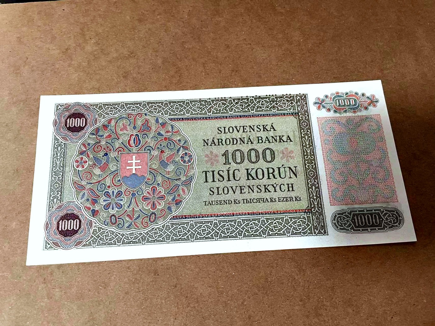 【Blue Auction】✨世界纸币精拍第445期【精】 【无47】捷斯 1940年1000克朗 折木教子 大票幅 样钞 UNC品相 