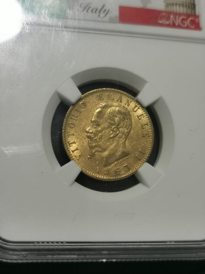 天下钱庄国内外钱币全场保真欢迎参拍 - NGC AU58意大利20里拉金币，6.45克