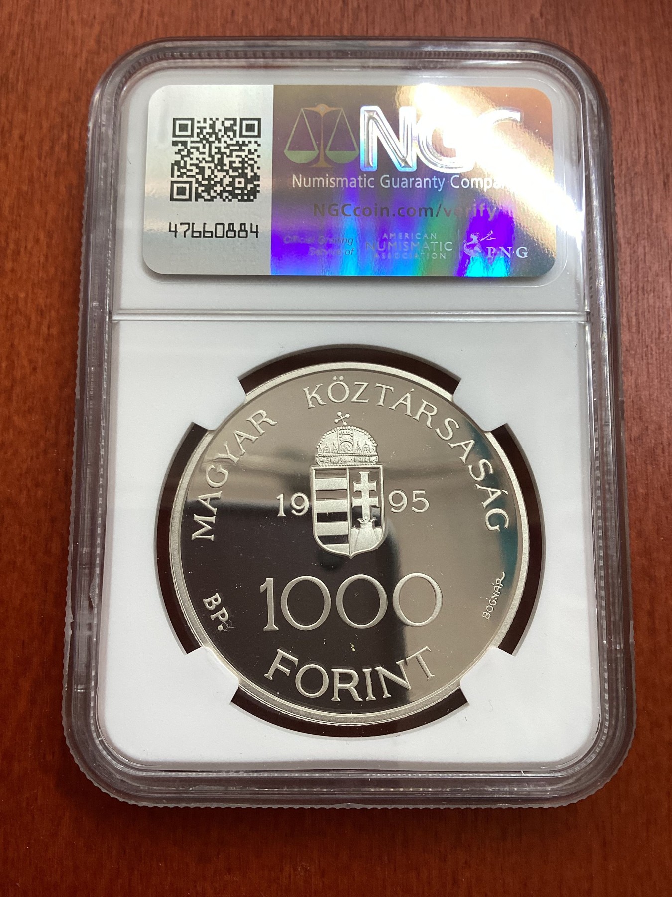 长老汇龙年精选第三场 1995BP  匈牙利欧盟1000弗林特精制银币，NGC PF68UC，唯一冠军分