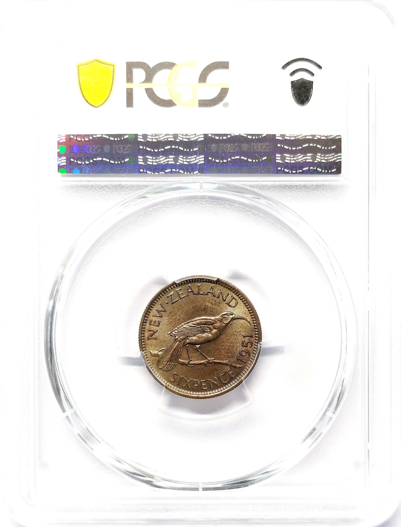 凡希社世界钱币微拍第二百六十三期 1951新西兰乔六6便士PCGS-MS66
