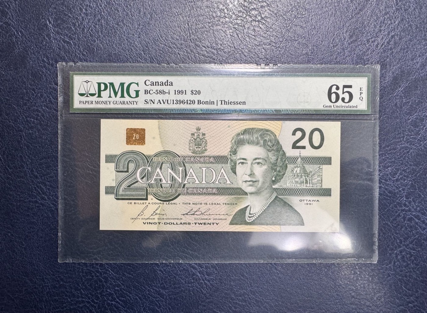 收藏联盟Quantum Auction 第331期拍卖  加拿大1991年20元 PMG65