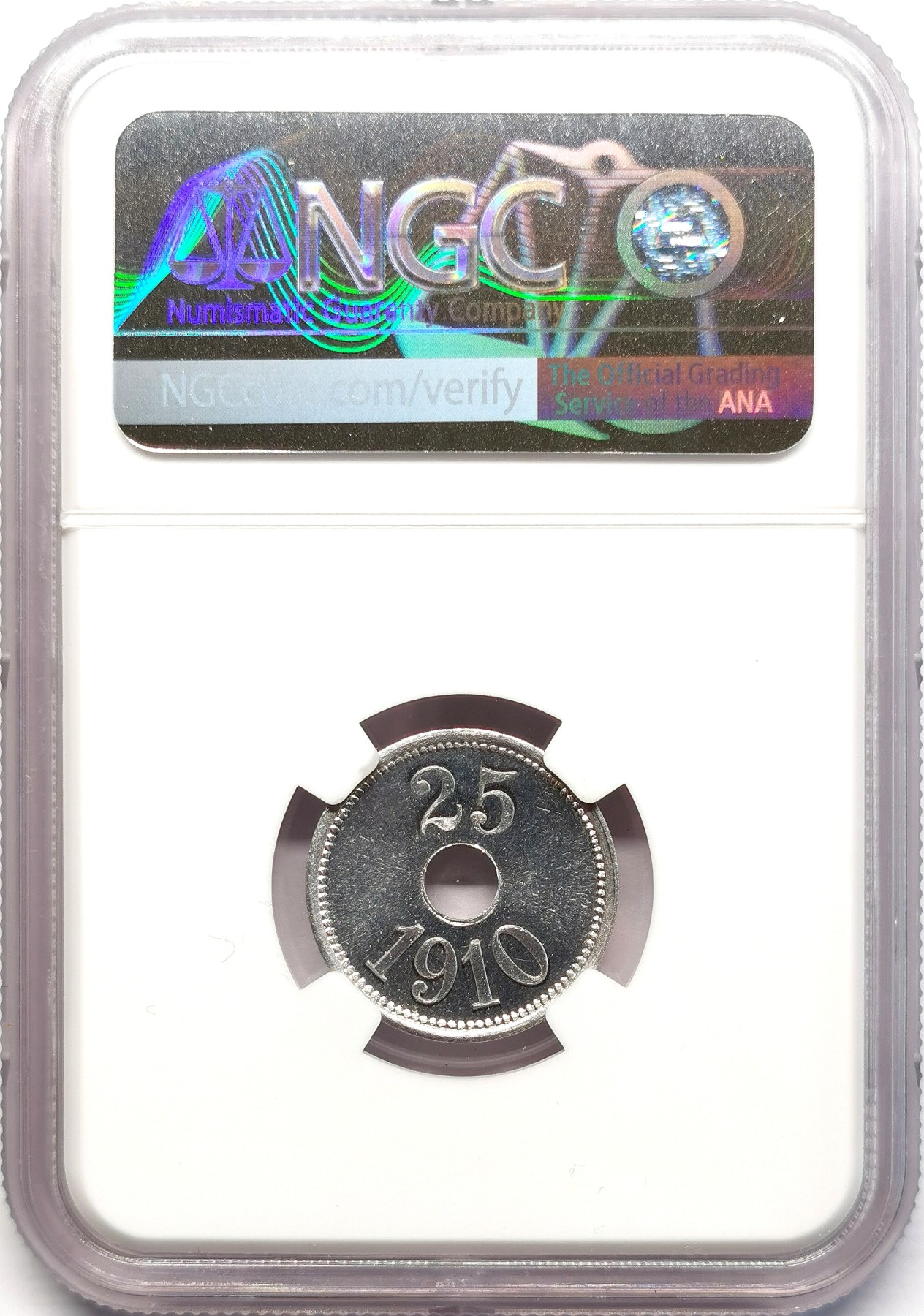 凡希社世界钱币微拍第二百六十三期 1910格陵兰矿业25欧尔代用币NGC-MS64
