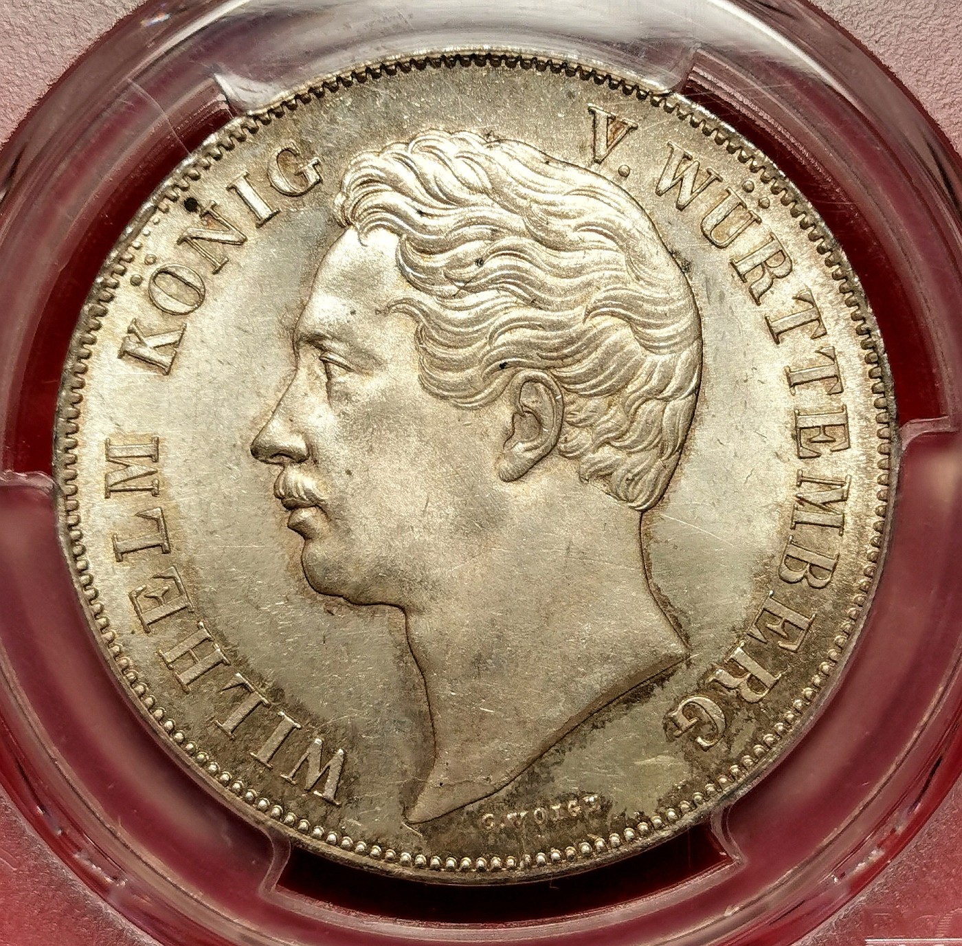 凡希社世界钱币微拍第二百六十三期 荐！1850符腾堡狮鹿盾徽2古尔登大银PCGS-MS64 淡彩粉光，P亚军分！