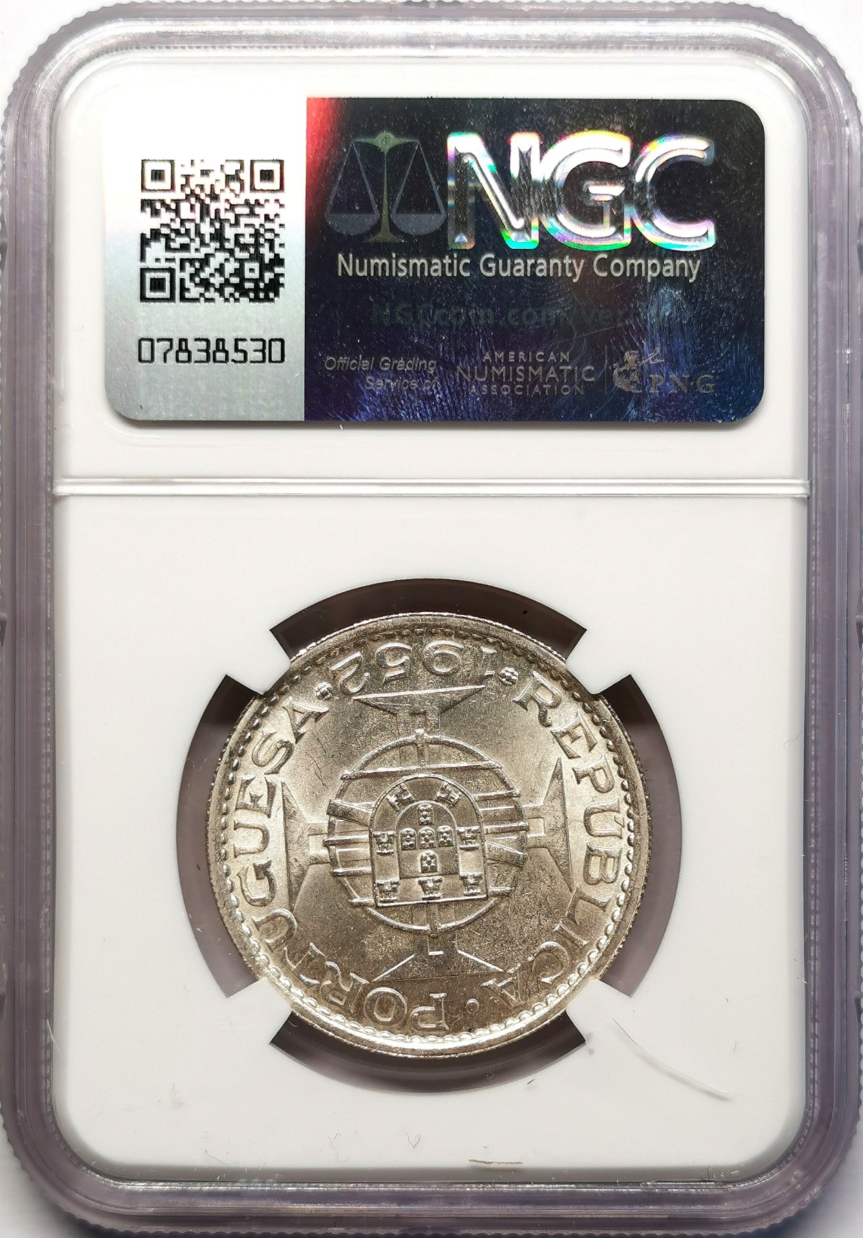 凡希社世界钱币微拍第二百六十三期 1952澳门首套流通版5元银币NGC-MS64