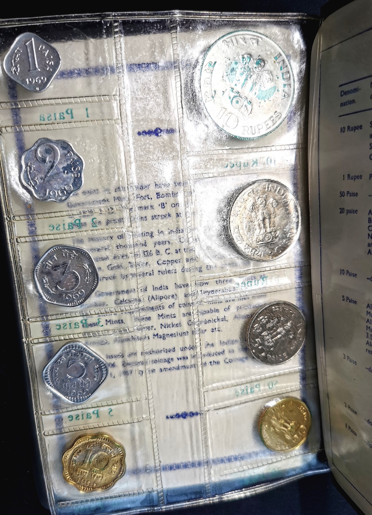 凡希社世界钱币微拍第二百六十三期 1969印度共和国精铸PS原厂包装带证书，币有氧化，包装塑料PVC溢出。