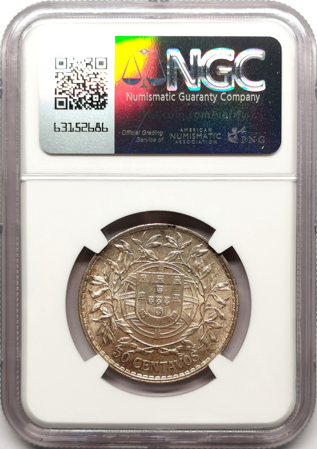 凡希社世界钱币微拍第二百六十三期 1916葡萄牙女神版50分银币NGC-MS62