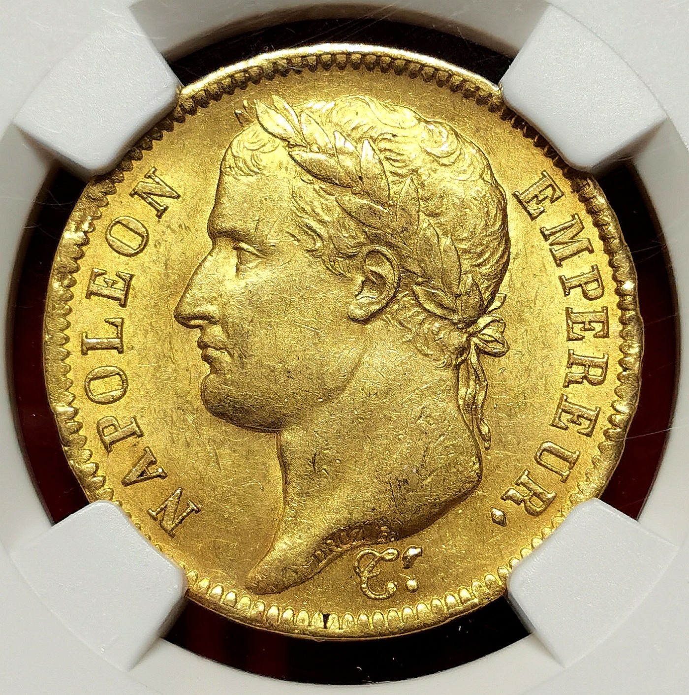 凡希社世界钱币微拍第二百六十三期 荐！1811A法国拿破仑桂冠像40法郎金币NGC-MS62 金色明亮，无弱打无减重痕！12.903g，900金