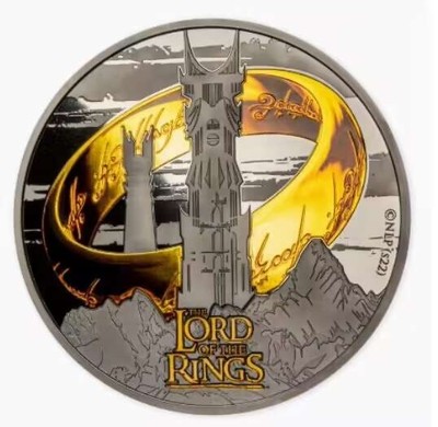 【海寕潮】拍卖第103期 - 【海寧潮】萨摩亚2023年指环王双塔奇谋5盎司钌化镀金银币原价3800元