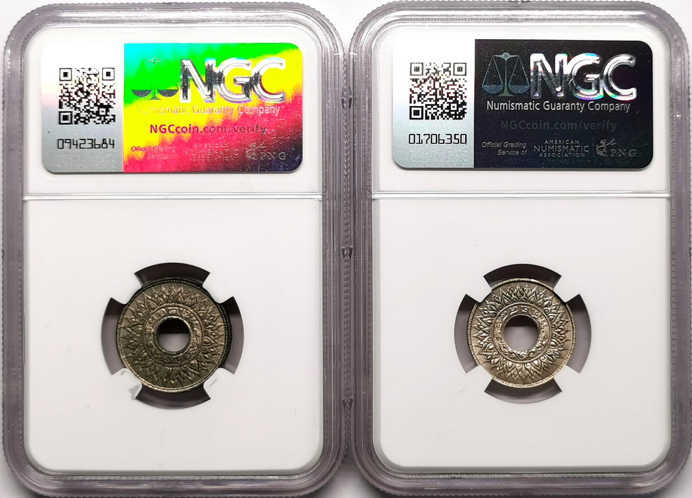 凡希社世界钱币微拍第二百六十三期 1941/42泰国10萨当两枚NGC-MS64