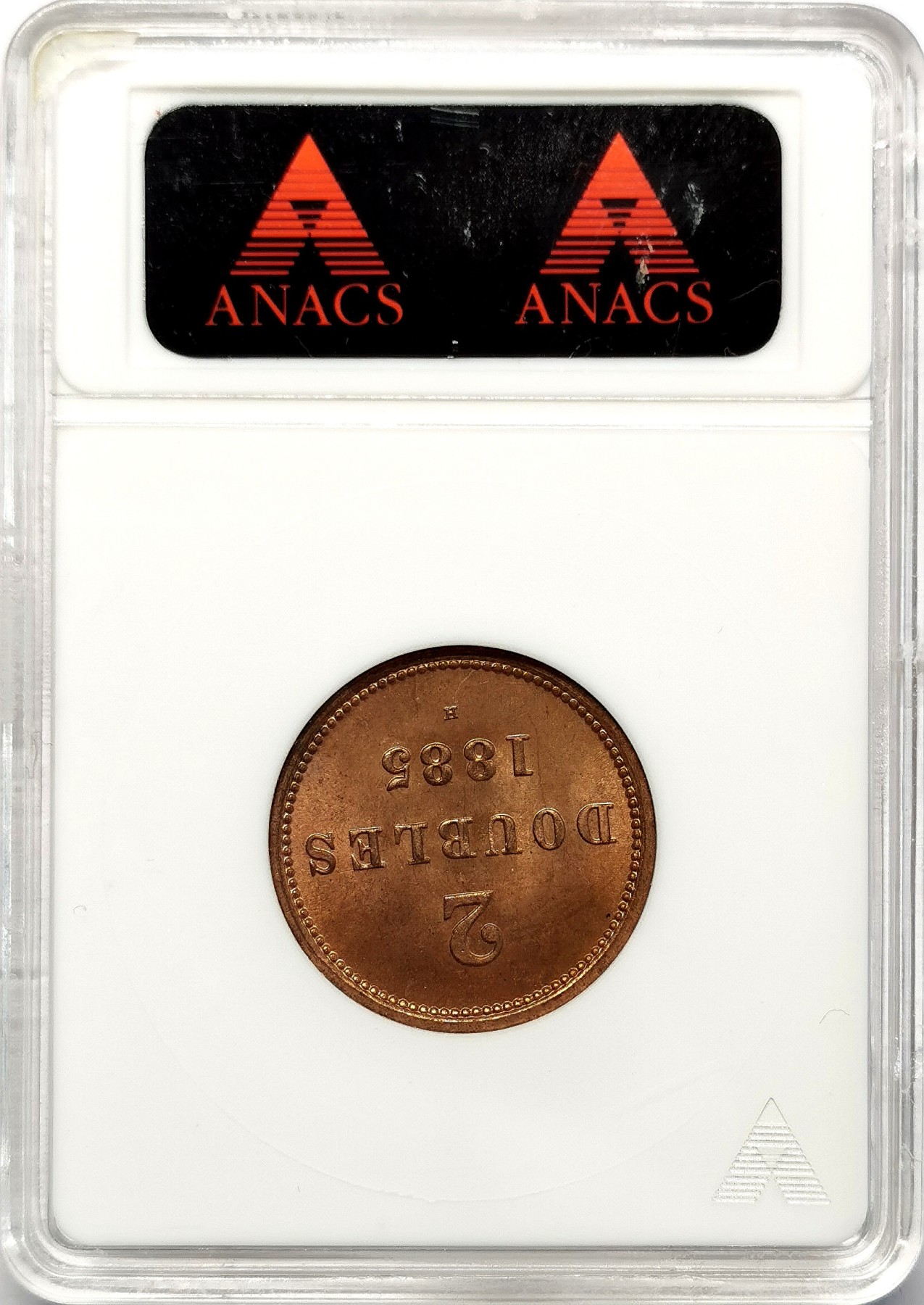 凡希社世界钱币微拍第二百六十三期 1885H根西2道波铜币ANACS-MS65