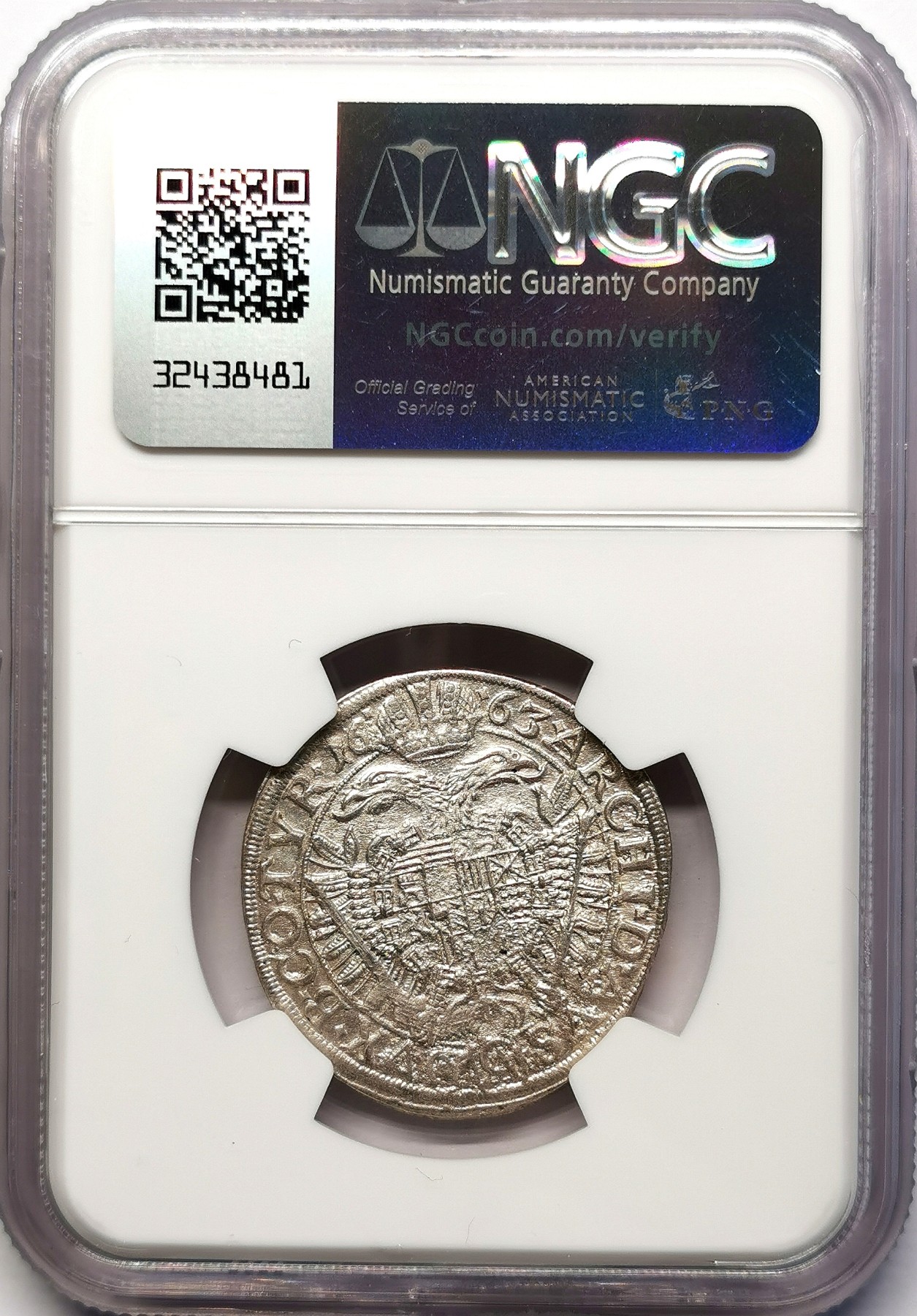 凡希社世界钱币微拍第二百六十三期 荐！1663神罗利奥波德15克鲁泽银辅币NGC-MS64 维也纳厂，原色银光罕见品相，N冠军分！