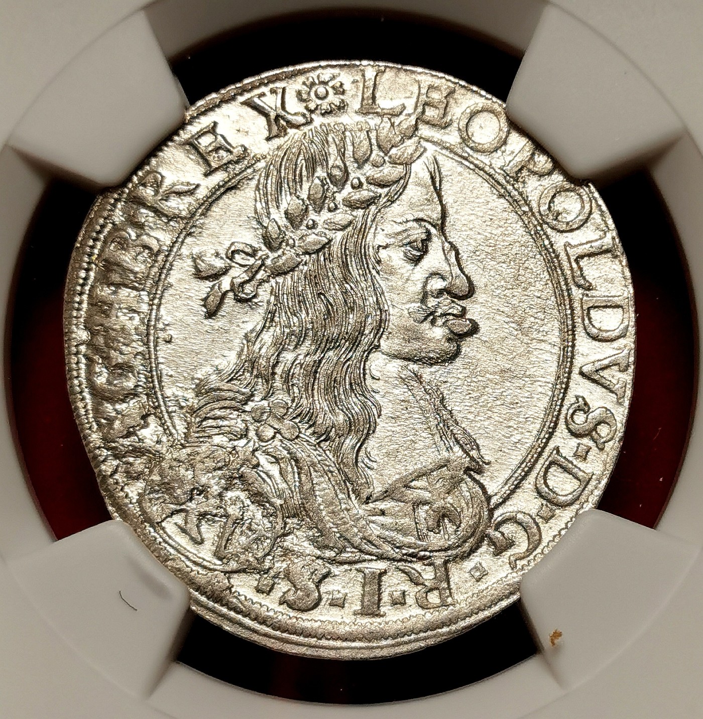 凡希社世界钱币微拍第二百六十三期 荐！1663神罗利奥波德15克鲁泽银辅币NGC-MS64 维也纳厂，原色银光罕见品相，N冠军分！