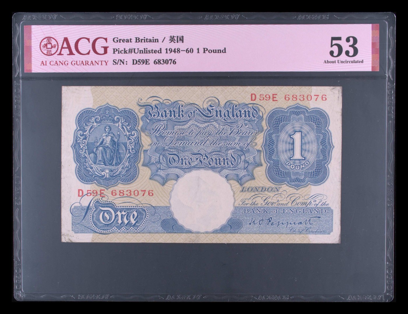 收藏联盟Quantum Auction 第331期拍卖  英国1948-60年蓝色1镑 ACG53