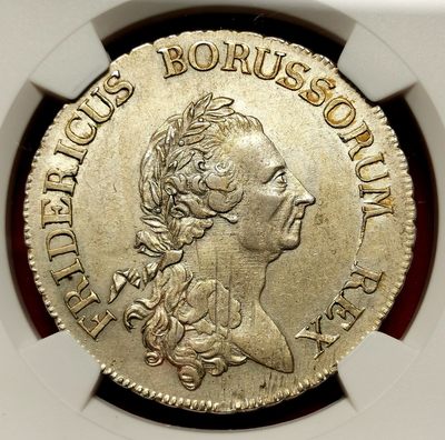 凡希社世界钱币微拍第二百六十三期 - 荐！1785A普鲁士弗里德里希大王大炮王冠鹰泰勒大银NGC-AU55，淡彩黄光，原味细节赞，普鲁士经典泰勒！