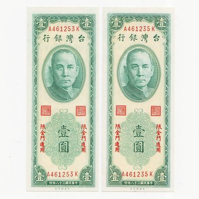 中国台湾省金门地区1949年1元趣味号乱龙号新台币纸币 98-全新 单张价 - 中国台湾省金门地区1949年1元趣味号乱龙号新台币纸币 98-全新 单张价
