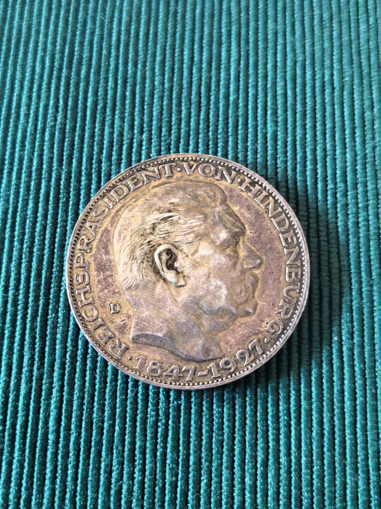 外国币章第二十二期（一分钟快速结束） 1927年兴登堡80大寿银章，36mm，卡尔哥茨作品，FDC品相，包浆漂亮。