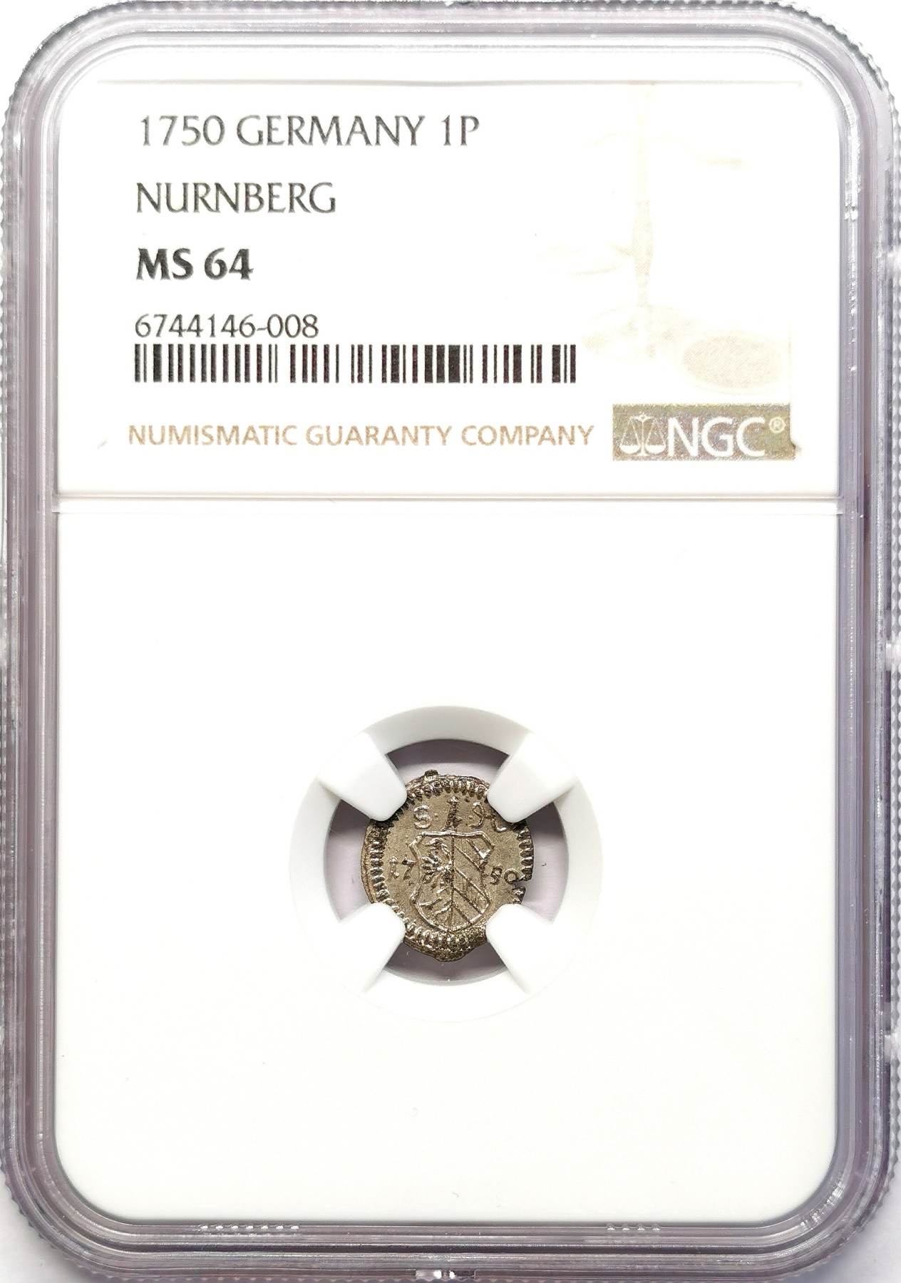 凡希社世界钱币微拍第二百六十三期 1750纽伦堡银芬尼NGC-MS64