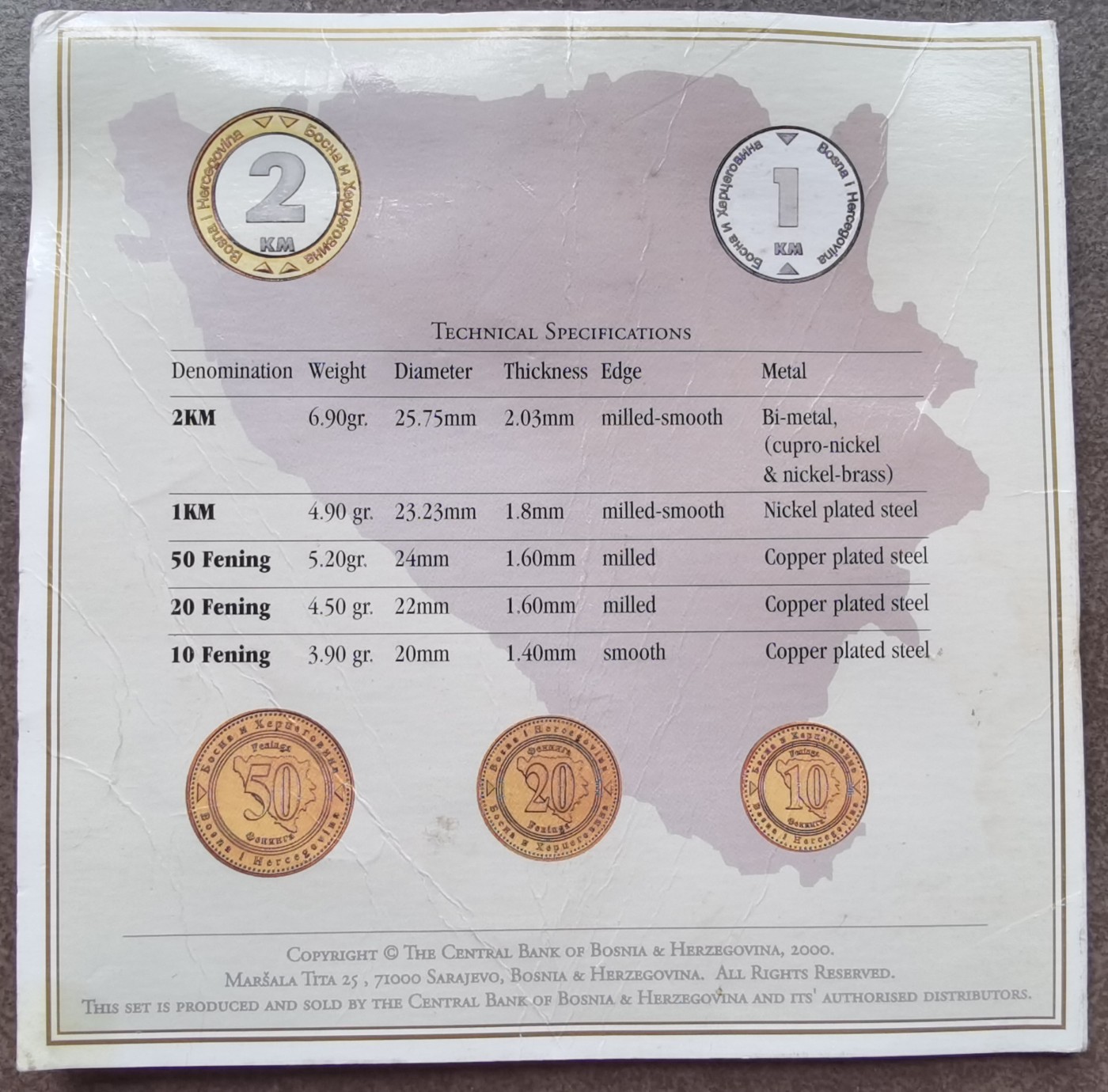 波黑2000年精装套币 mint set