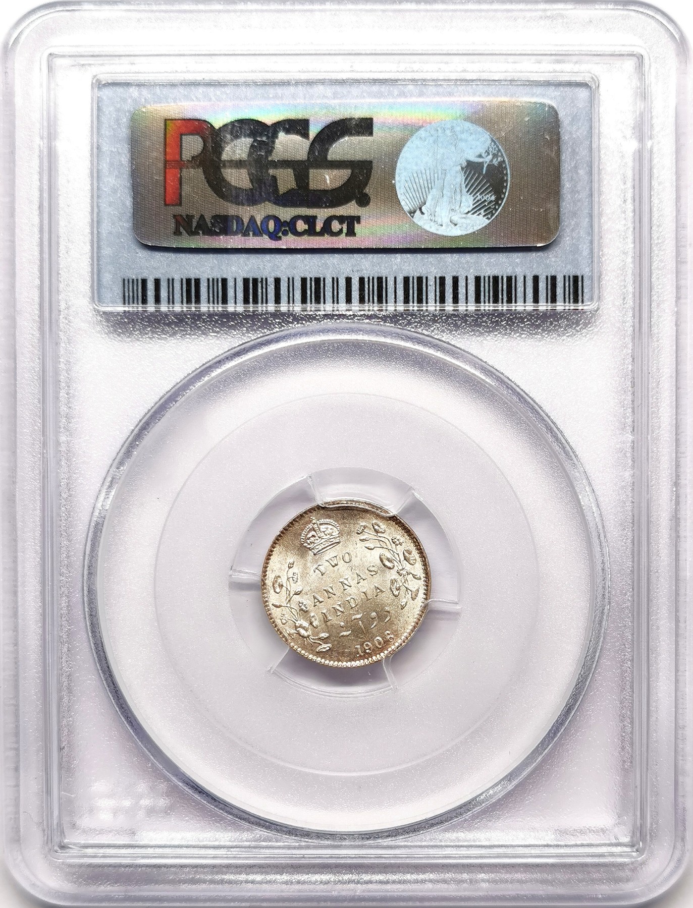 凡希社世界钱币微拍第二百六十三期 1906英属印度爱七2安那银币PCGS-MS62