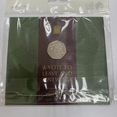 康怡轩钱币【卡装纪念币专场】第440期 - 2020年英国发行脱欧50便士铜镍纪念币卡 5册