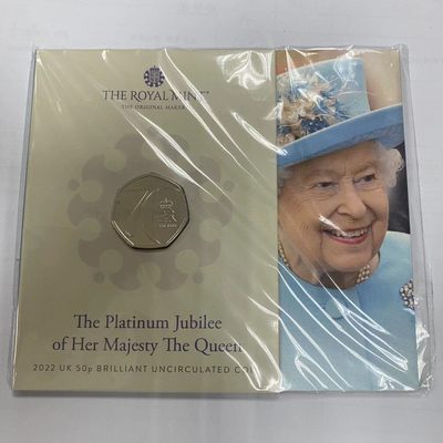康怡轩钱币【卡装纪念币专场】第440期 - 2022年英国女王伊丽莎白二世登基70周年铂金禧年50便士纪念币卡装