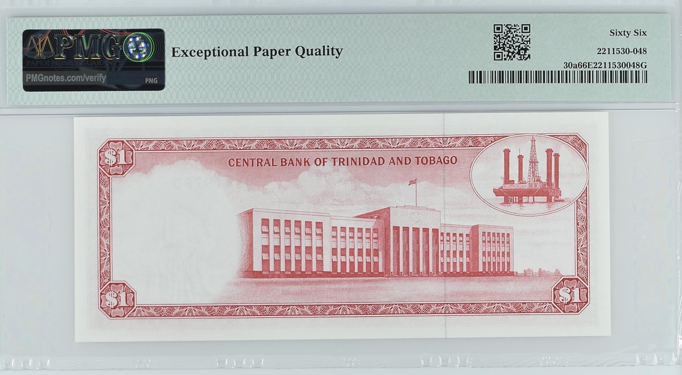 收藏联盟Quantum Auction 第331期拍卖  特立尼达和多巴哥1964 (ND 1977)年1元 PMG66