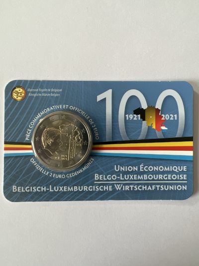 康怡轩【卡装纪念币】第104期 - 2021年比利时发行比卢经济联盟2欧元双金属纪念币卡装（荷版）