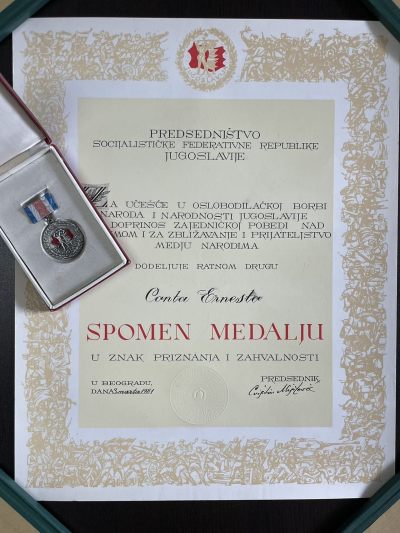 戎马世界章牌大赏第61期 - 南斯拉夫“1941-1945纪念”奖章，带非常少见外授实发大证书，授予意大利人，该章实发仅七千多枚