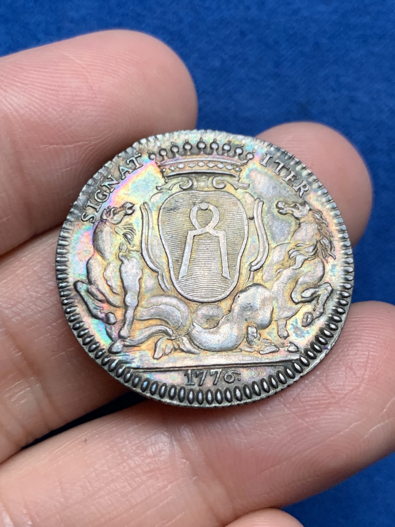 《竞宝斋》第250场-周日，周一 ，周二3场连拍 (全场包邮) 法国1776年南特市市长让-巴蒂斯特·盖莱的徽章银质代币，7.17g，29.2mm，早期齿边原铸