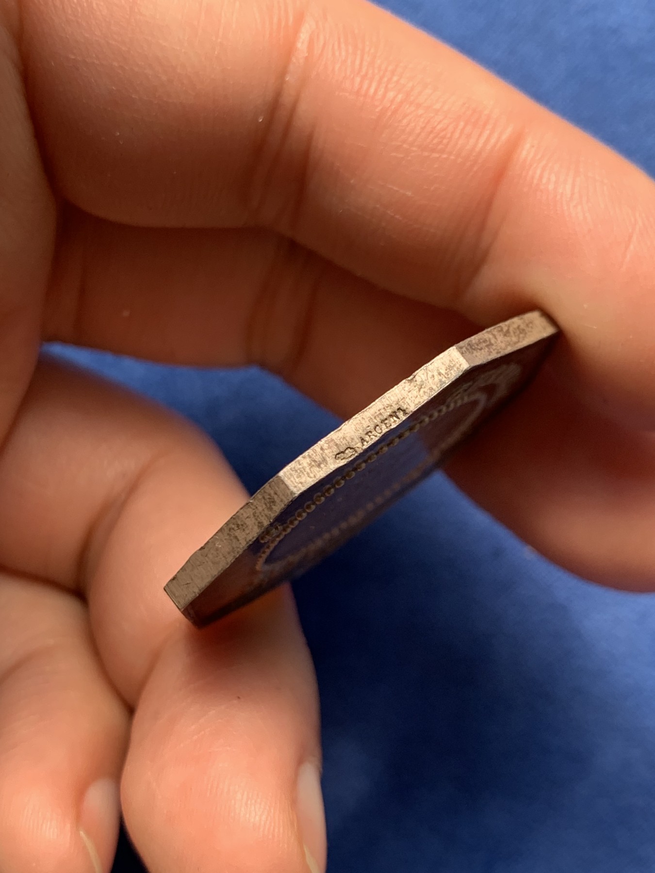 《竞宝斋》第250场-周日，周一 ，周二3场连拍 (全场包邮) 法国JETON银质八角，波尔多民事法院，刻字：Boudias报告员 1883-84，20.17g，35.6mm，丰饶角边铭