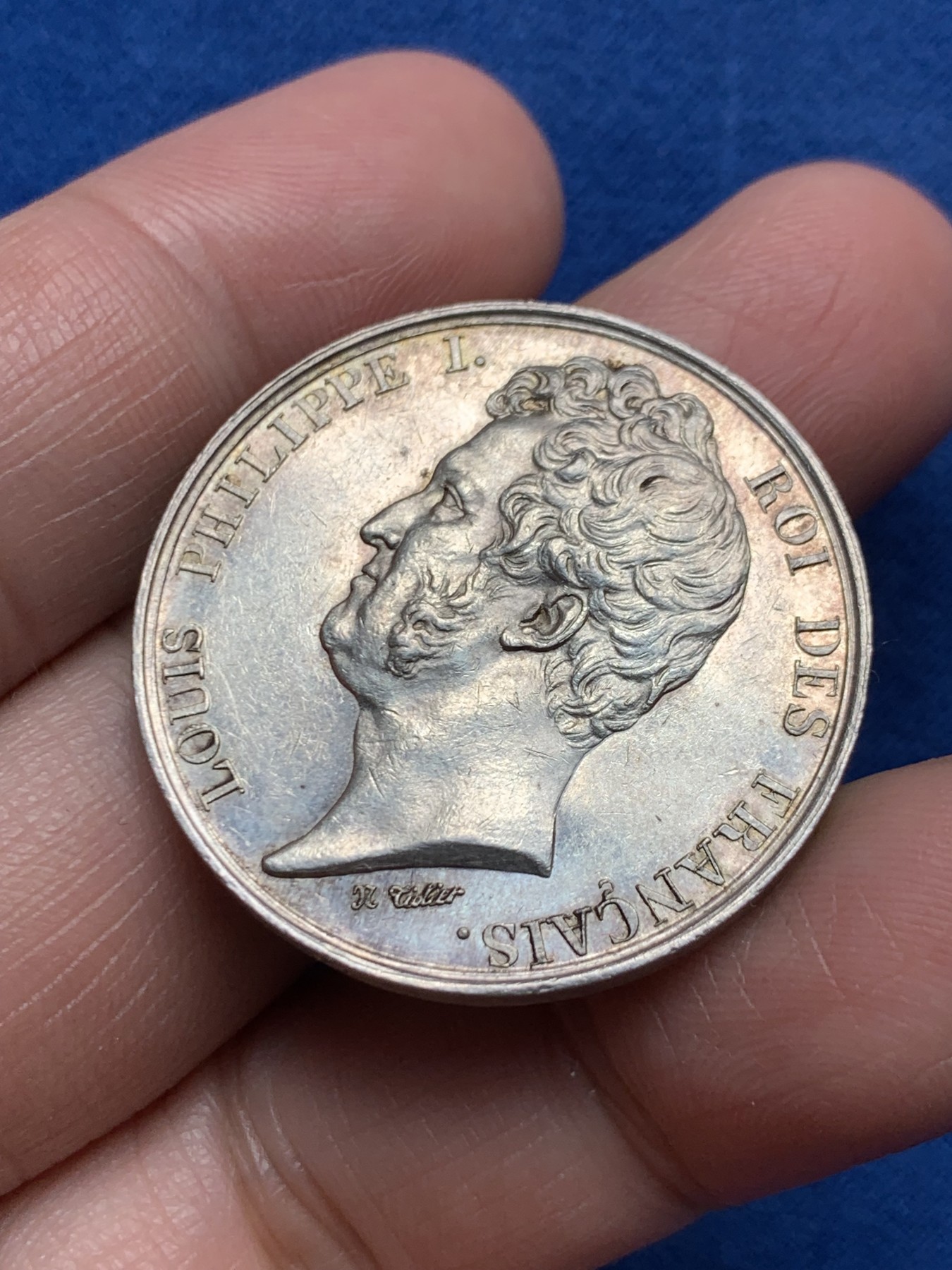 《竞宝斋》第250场-周日，周一 ，周二3场连拍 (全场包邮) 法国菲利普一世拉罗谢尔商会银章，16.45g，33mm，神灯边铭