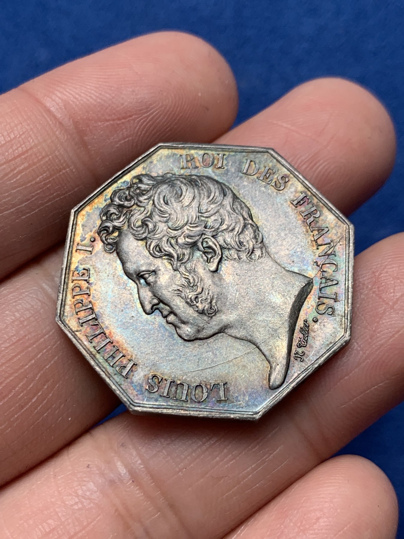 《竞宝斋》第250场-周日，周一 ，周二3场连拍 (全场包邮) 法国勒阿弗尔商会八角银质jeton，14.03g，31.8mm，神灯边铭