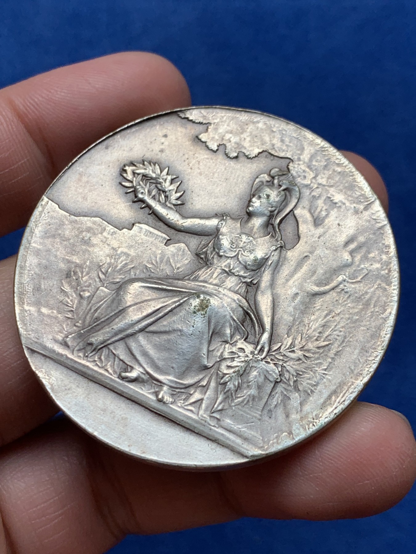 《竞宝斋》第250场-周日，周一 ，周二3场连拍 (全场包邮) 法国镀银铜章，由吉伦特省提供，57.25g，50mm，无边铭