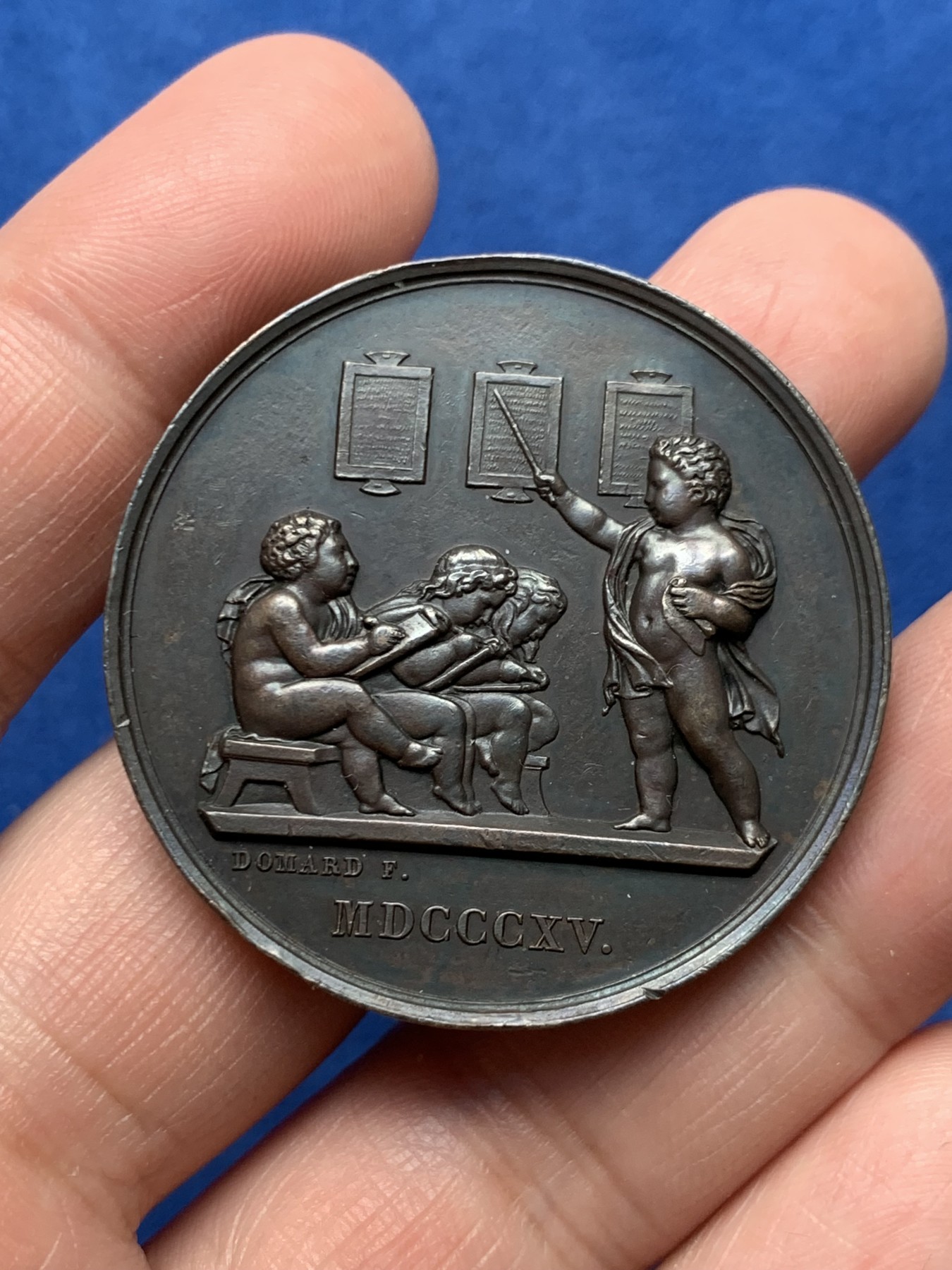 《竞宝斋》第250场-周日，周一 ，周二3场连拍 (全场包邮) 法国基础教育协会铜章，34.86g，41.3mm，蜜蜂+铜标边铭，有轻磕