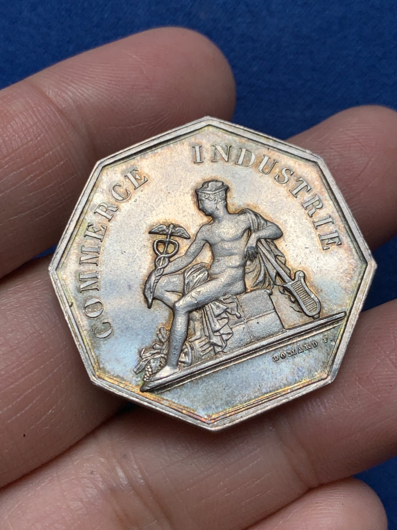 《竞宝斋》第250场-周日，周一 ，周二3场连拍 (全场包邮) 法国八角JETON银质八角，迪耶普商会，17.45g，33.8mm，丰饶角边铭