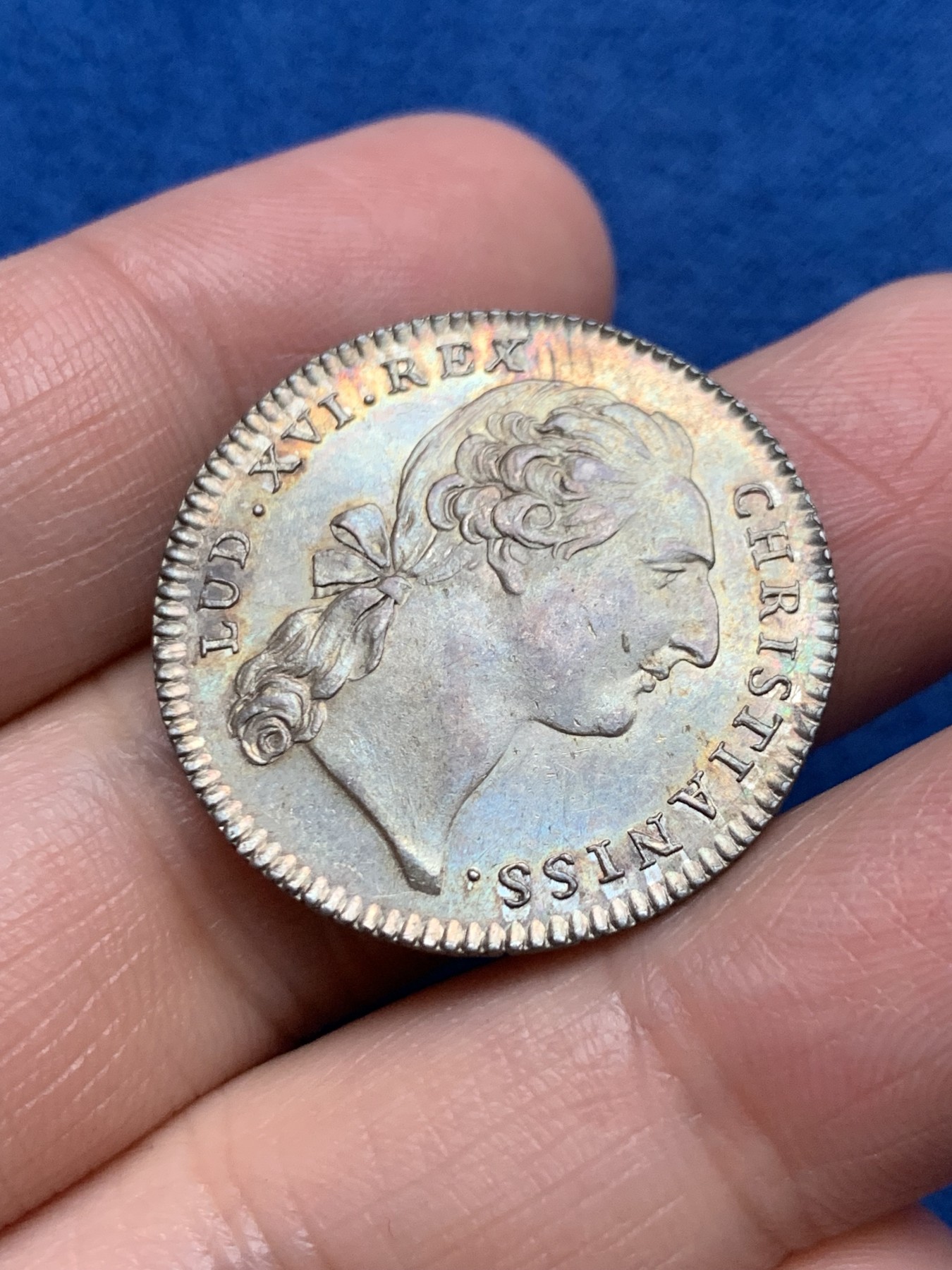 《竞宝斋》第250场-周日，周一 ，周二3场连拍 (全场包邮) 法国路易十六时期银质代币，法兰西岛内穆尔选举发行，8.05g，29.5mm，早期无边铭