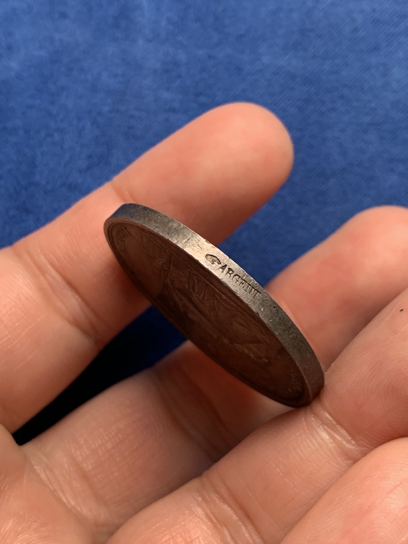 《竞宝斋》第250场-周日，周一 ，周二3场连拍 (全场包邮) 法国1848年巴黎建筑管理局银质代币，19.74g，36.2mm，手指边铭