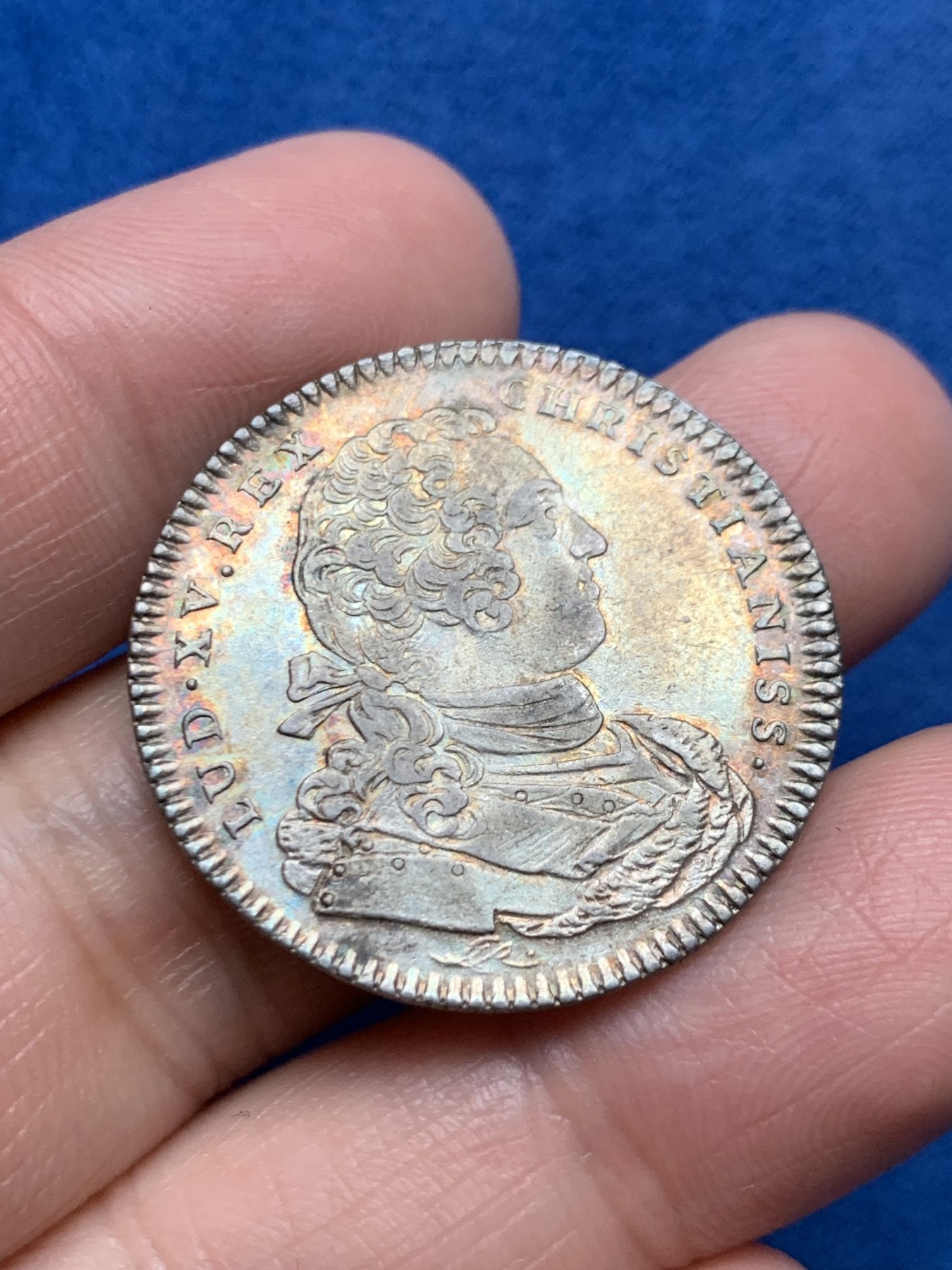 《竞宝斋》第250场-周日，周一 ，周二3场连拍 (全场包邮) 法国路易十五银质代币，1726年诺曼底学院，重9.13克，直径30.7毫米